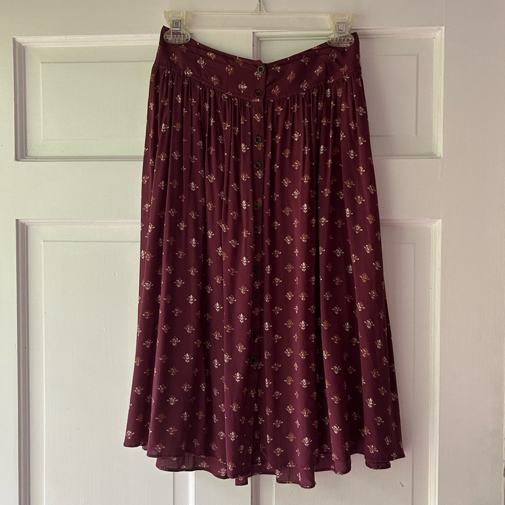 Urban outfitters floral midi skirt with buttons